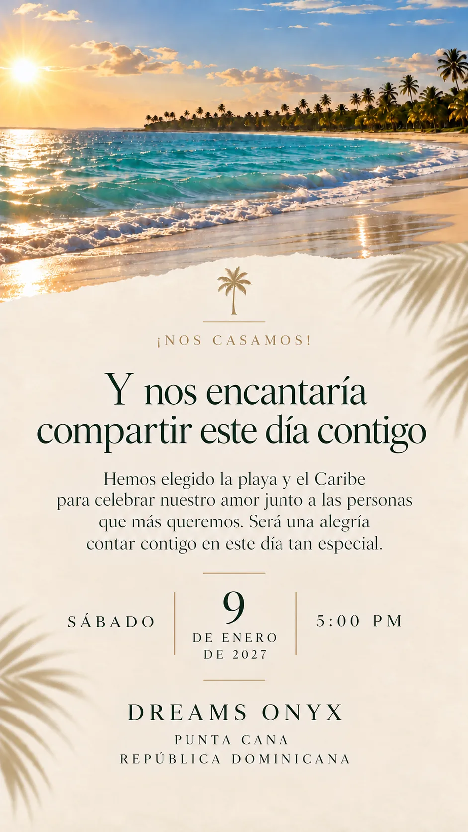Portada de la boda de Albertina y Xabier, 9 de enero de 2027 en Dreams Onyx, Punta Cana